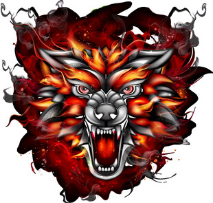 火焰狼头纹身图案