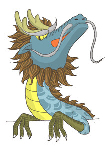 卡通风格蓝色长须龙形象