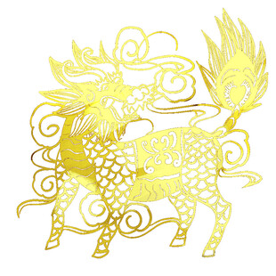金色麒麟传统祥瑞图案