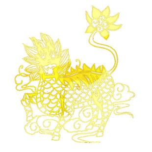 金色麒麟莲花祥瑞图案