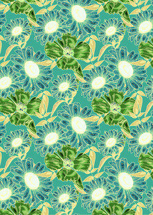 蓝绿花卉纹理图案