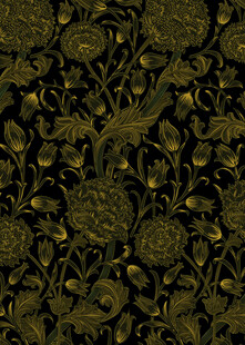 复古黑金花卉图案纹理