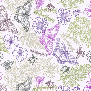 花卉蝴蝶手绘图案背景