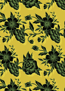 黄色背景菠萝花卉图案