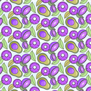 紫色花卉图案无缝背景图