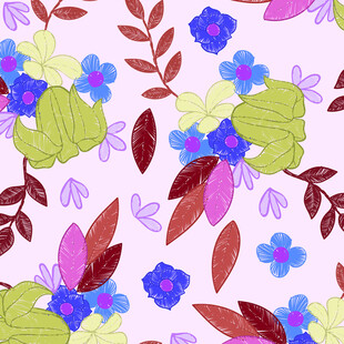 多彩花卉图案背景设计