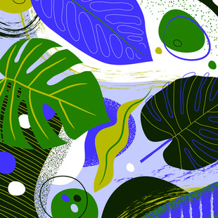 热带植物抽象图案设计