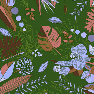 手绘绿植花卉图案背景