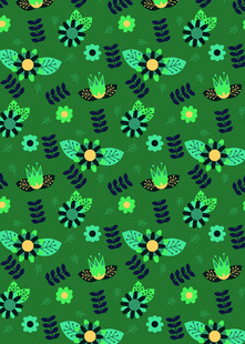 绿色昆虫花卉图案背景