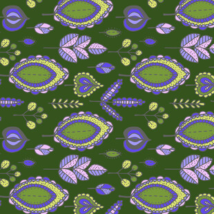 绿色底花卉图案无缝背景