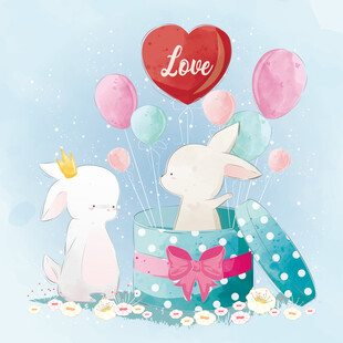 兔子与独角兽的爱心派对