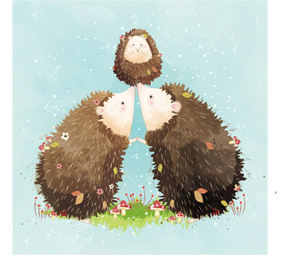 三只刺猬的温馨画面