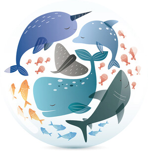 海洋生物欢乐共游画面