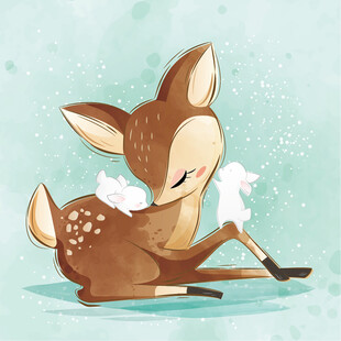 可爱小鹿惬意挠痒痒