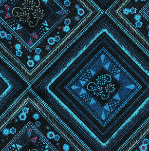 蓝色几何图案民族风织物