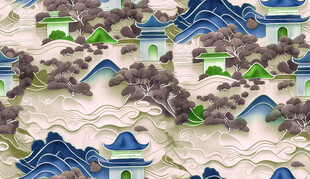 中式山水风几何图案纹理