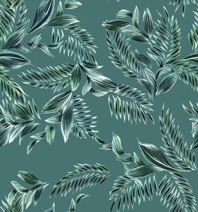 清新绿叶植物无缝图案