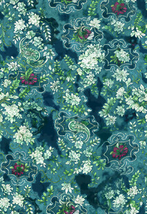 蓝绿色调花卉图案纹理