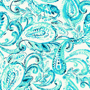 蓝绿色佩斯利花纹图案