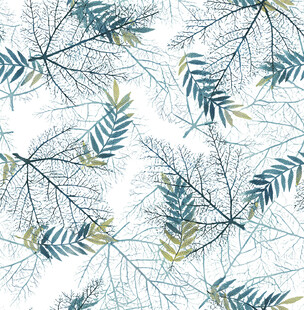 蓝绿枝叶图案背景纹理