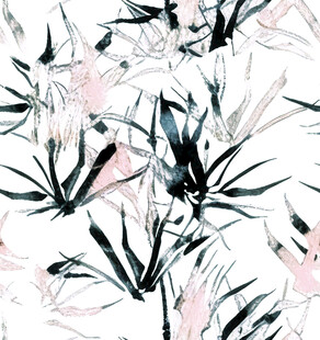 水墨风竹叶花卉图案