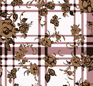 复古花卉格纹图案布料