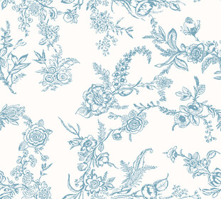 蓝白花卉图案纹理背景