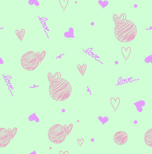 淡绿色底手绘风爱心图案