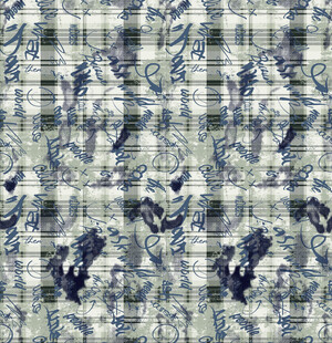 蓝白花卉几何图案面料