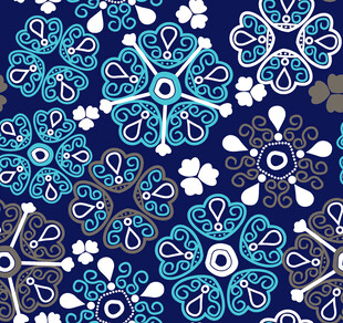 蓝色花卉图案背景纹理