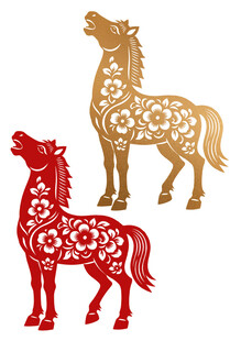 剪纸风格骏马图案