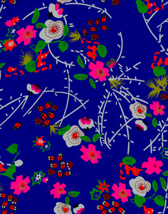 蓝色底花卉图案纹理