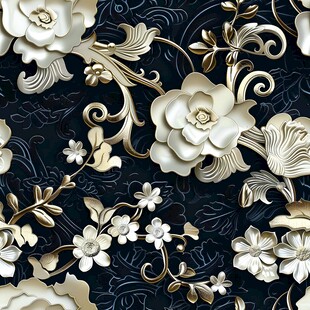 奢华花卉图案布料纹理