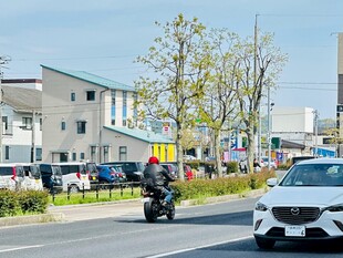 街道上的摩托车与警车