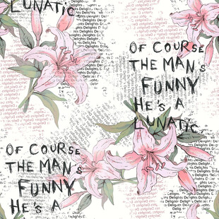 手绘花卉与英文文字装饰画