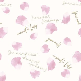 粉色花瓣手写祝福语图案