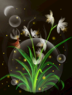 梦幻泡泡中的清新花草