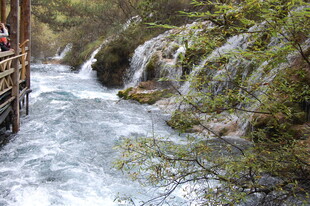 山间溪流旁的木质栈道
