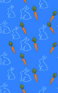 蓝色背景兔子胡萝卜图案