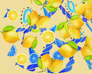 柠檬水果插画背景图案