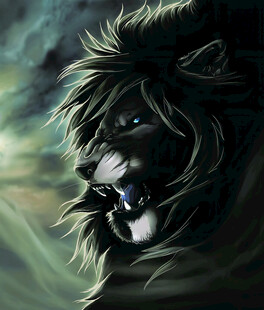 魔幻风格的凶猛狮子形象