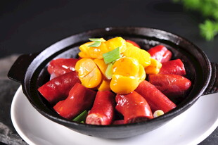 美味彩椒红烧大肠