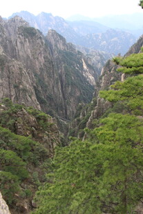 黄山壮丽山景绿意盎然