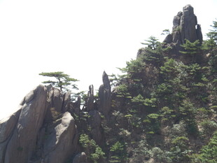 峻峭山峰上的翠绿植被