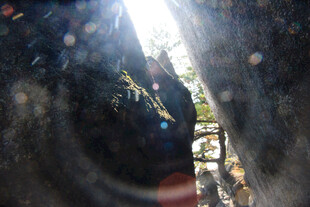 透过孔洞看阳光照射景象