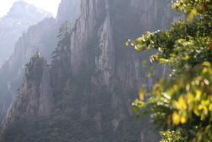 黄山奇峰与葱郁植被
