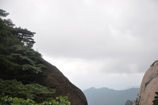 山间巨石与葱郁植被景观