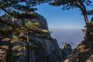 黄山壮丽山景与奇松