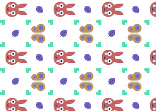 可爱动物图案无缝背景