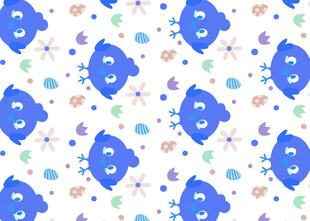 蓝色卡通图案无缝背景图